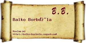 Balko Borbála névjegykártya